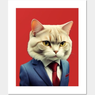 A Cat Wearing a Business Suit Posters and Art